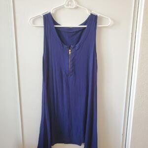 Dress shirt, sleeveless, zipper, dark bl